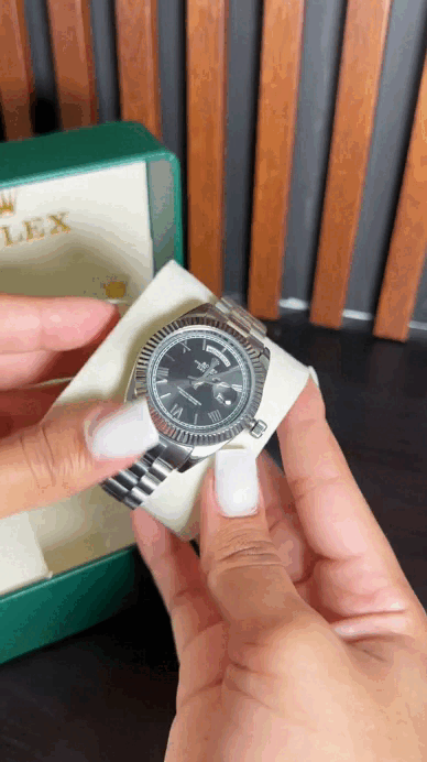 DAYDATE PRESIDENTE PLATEADO CARA NEGRA ROMAN DIAL - AA