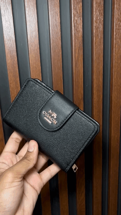 MEDIUM CORNER ZIP WALLET IN SIGNATURE CANVAS - BLACK