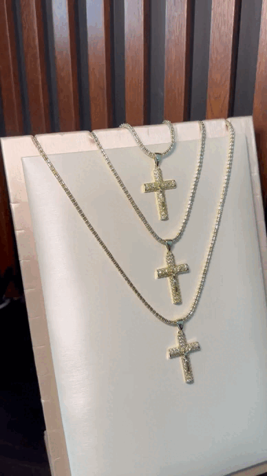 CADENA ICE CHAIN + CRUCIFIJO GRANDE - 50 O 60 CM