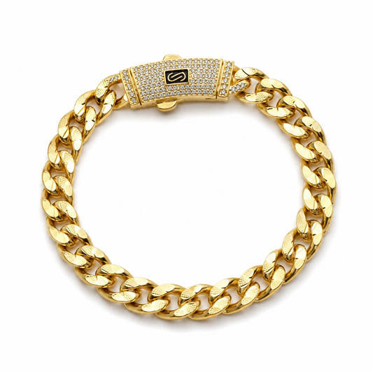 PULSA CUBANA PREMIUM 8 MM × 20 CM | ACERO INOXIDABLE CON BAÑO DE ORO 14K ✨