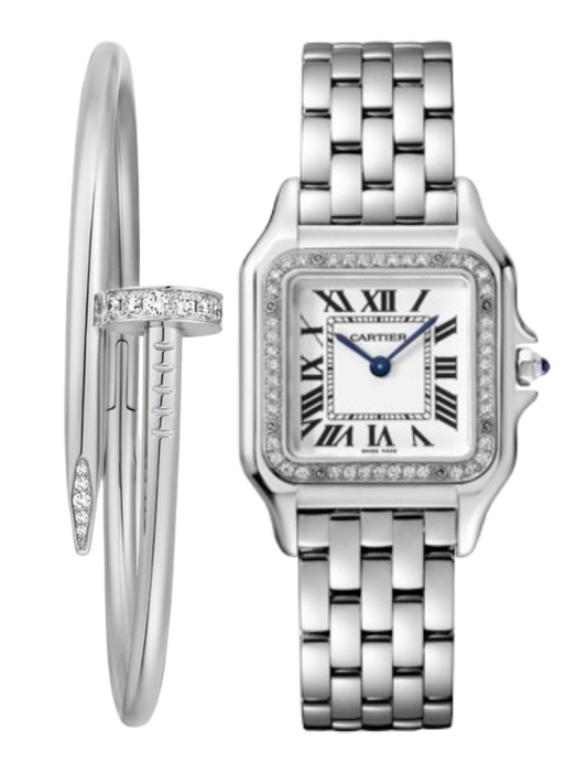 PANTHERE PLATEADO DIAMOND DIAL AA + PULSA JUSTE UN CLOU GRATIS