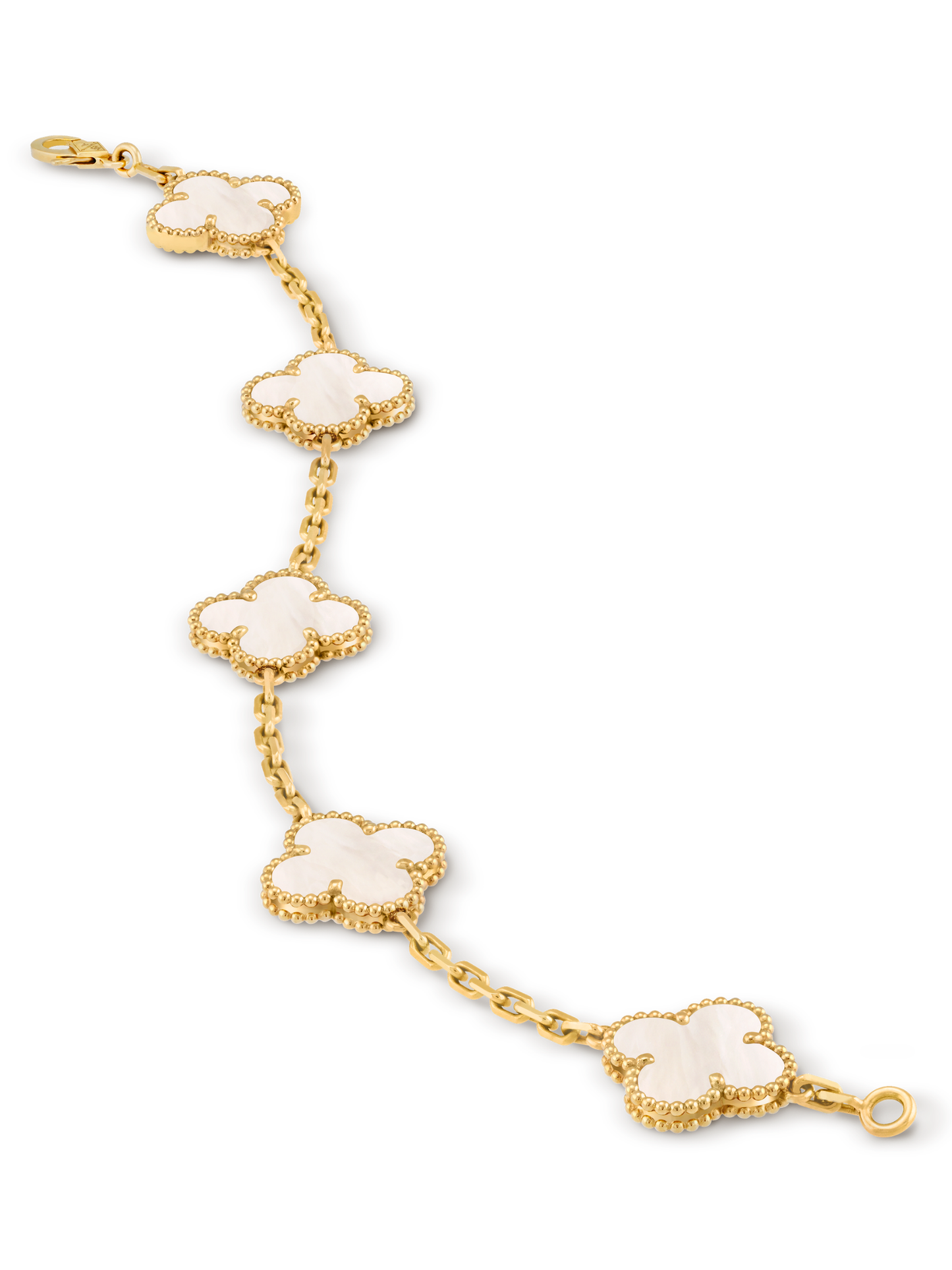 COMBO ALHAMBRA COLLAR - PULSERA - ARETES Y ANILLO WHITE - VᗅN-CLᎬᎬF