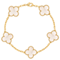 COMBO ALHAMBRA COLLAR - PULSERA - ARETES Y ANILLO WHITE - VᗅN-CLᎬᎬF