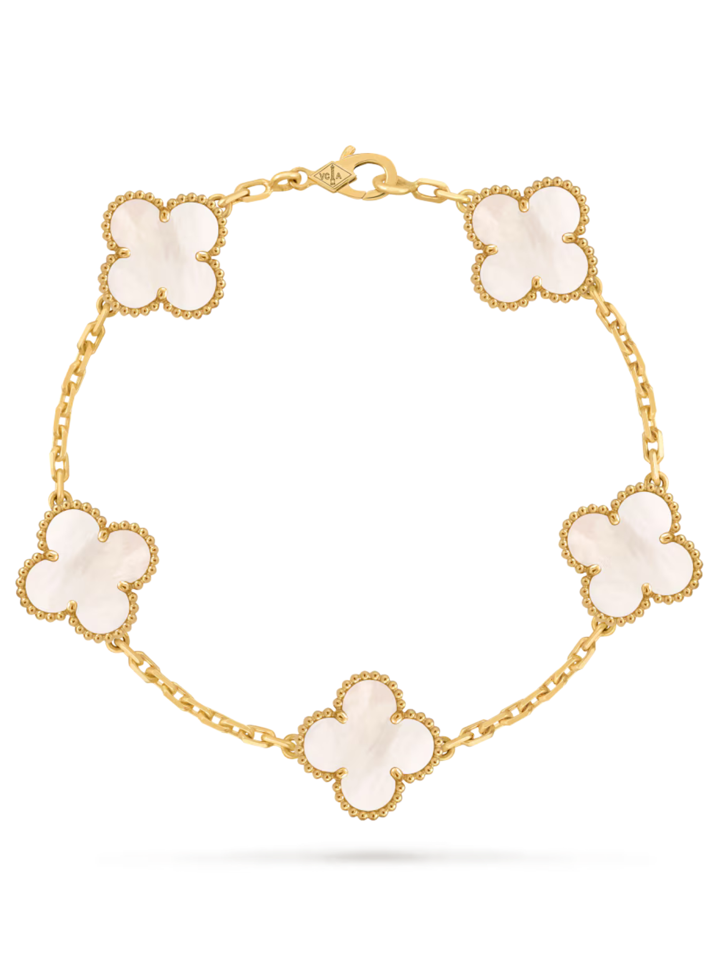 COMBO ALHAMBRA COLLAR - PULSERA - ARETES Y ANILLO WHITE - VᗅN-CLᎬᎬF