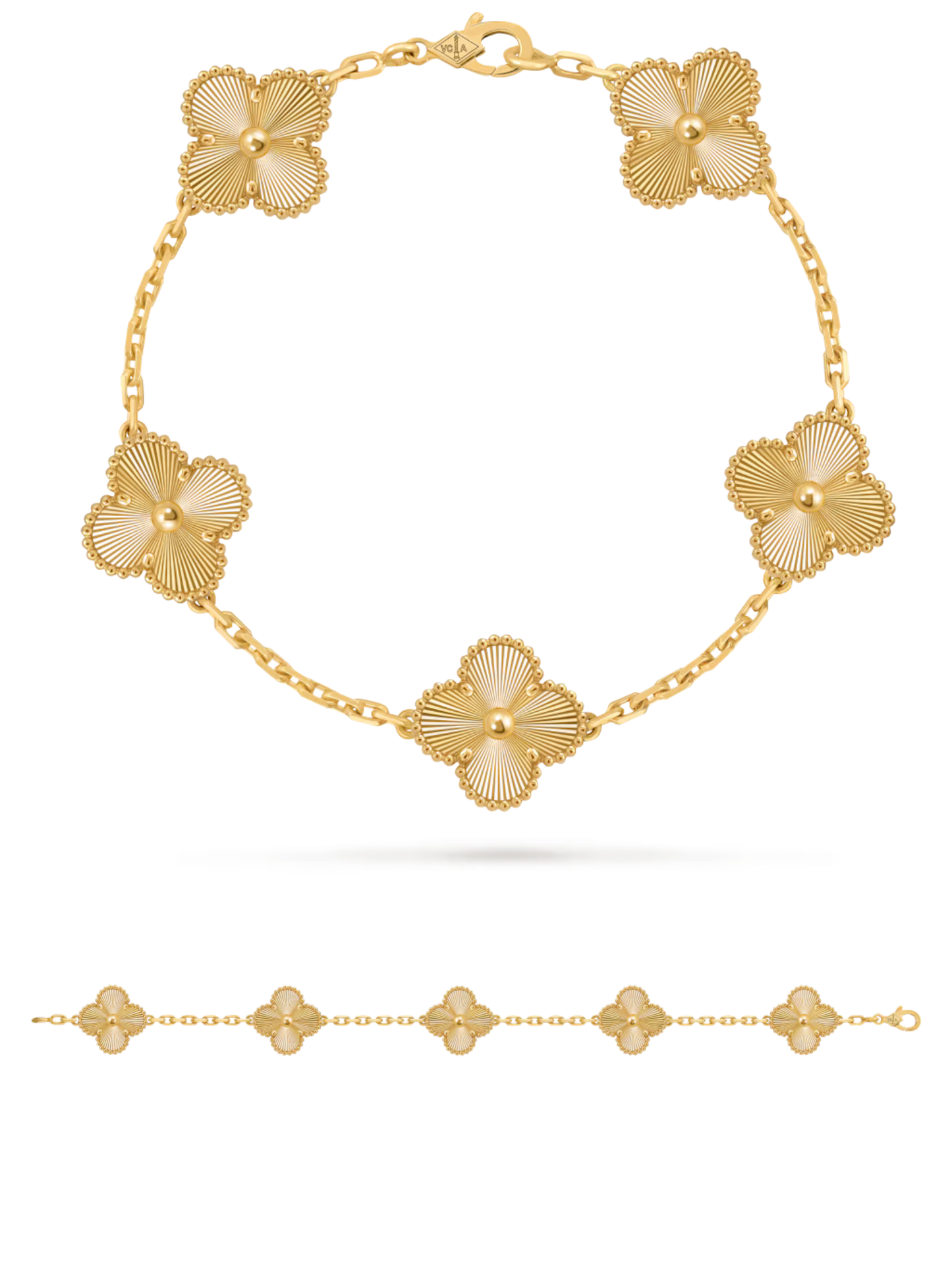 COMBO ALHAMBRA COLLAR - PULSERA - ARETES Y ANILLO GOLD - VᗅN-CLᎬᎬF