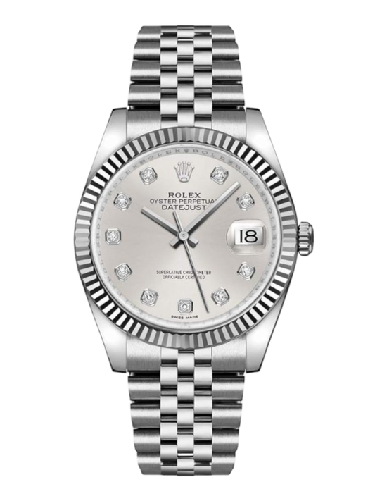 DATEJUST FONDO PLATEADO DIAMOND DIAL AAA