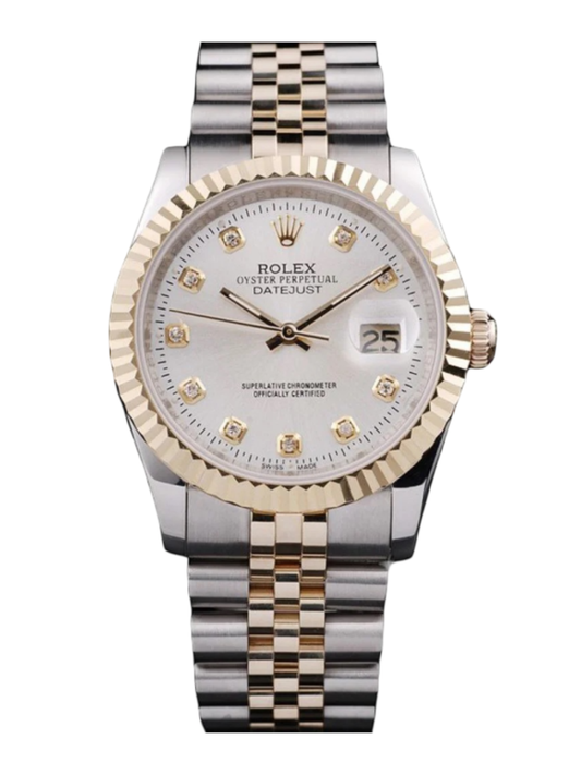 DATEJUST DOBLE TONO FONDO PLATEADO DIAMOND DIAL AAA