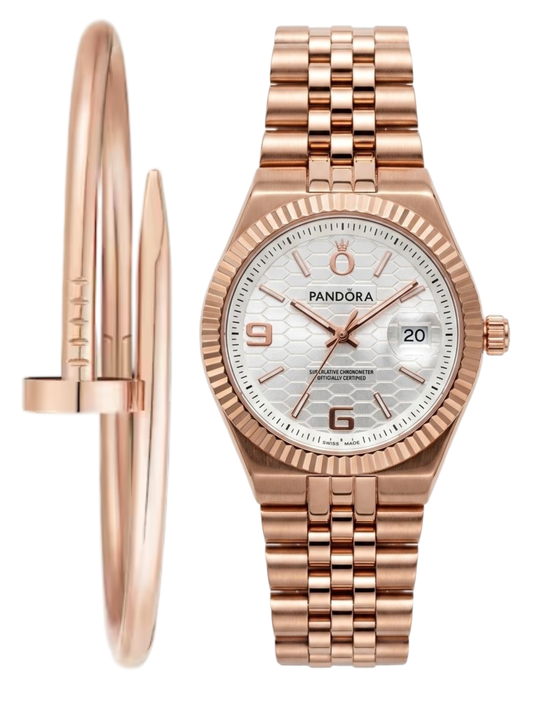 RELOJ PANDORA - ROSE GOLD + PULSA UN CLOU