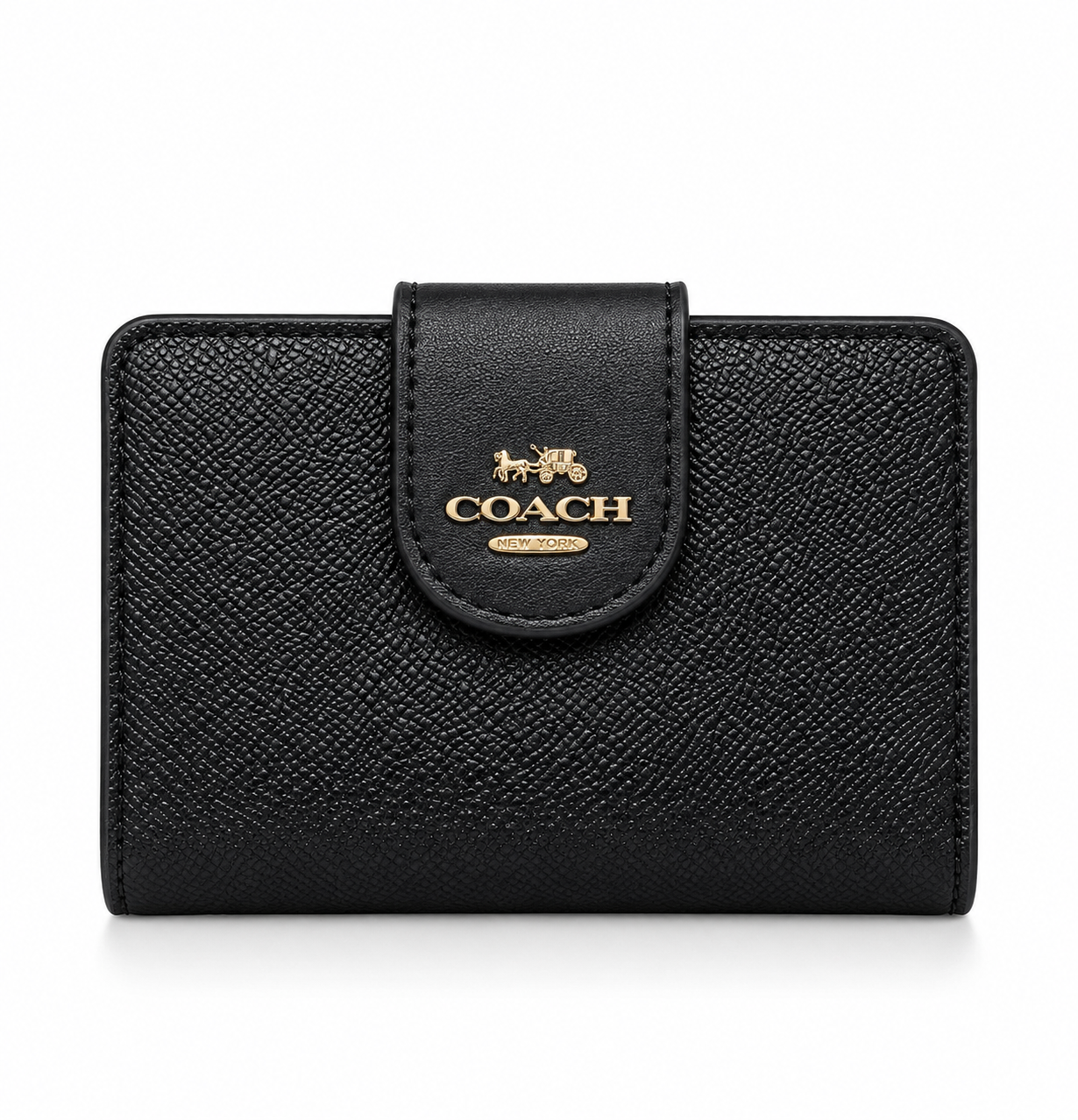 MEDIUM CORNER ZIP WALLET IN SIGNATURE CANVAS - BLACK