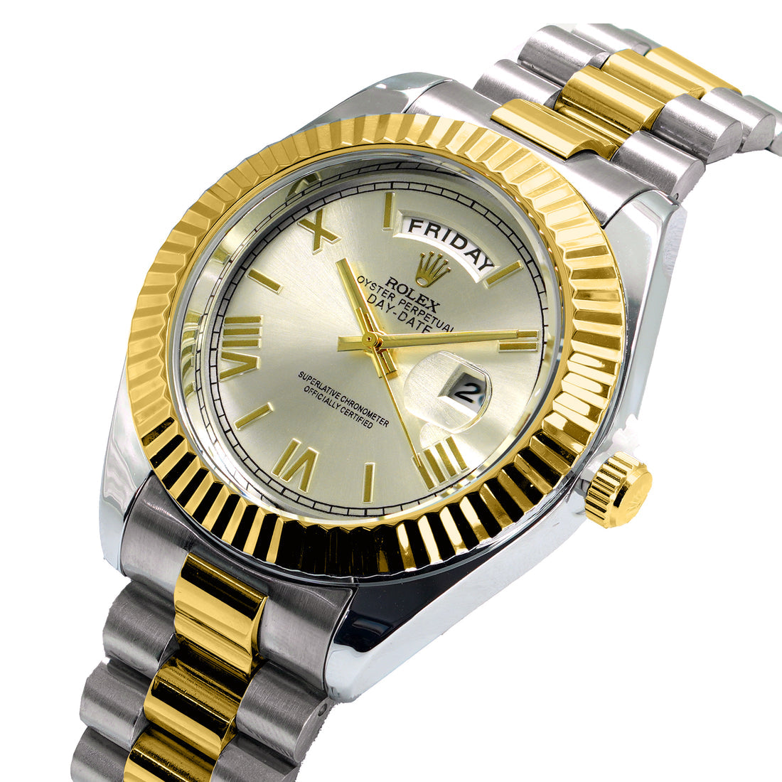 DAYDATE PRESIDENTE DOBLE TONO CARA PLATEADA - AAA