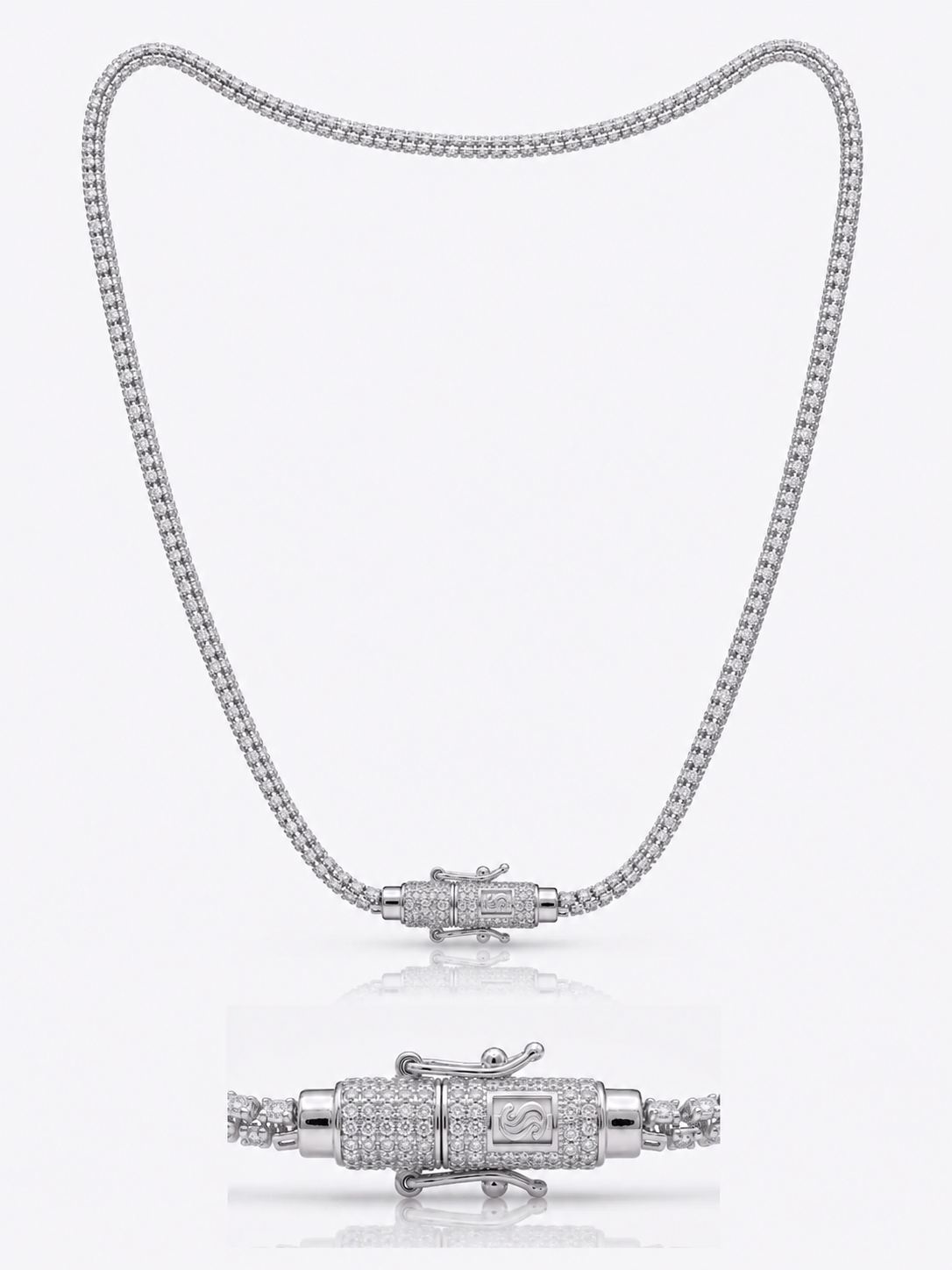 CADENA ICE CHAIN WHITE GOLD - 55 CM