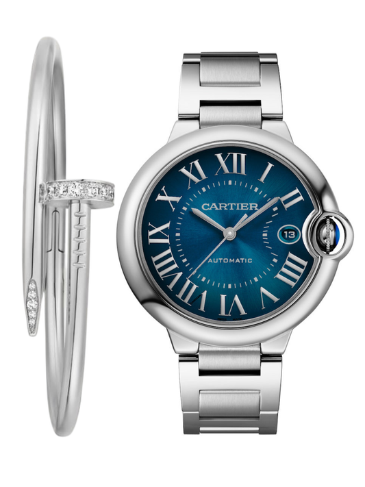 BALLON BLEU AA - PLATEADO FONDO AZUL 28MM + PULSA JUSTE UN CLOU GRATIS