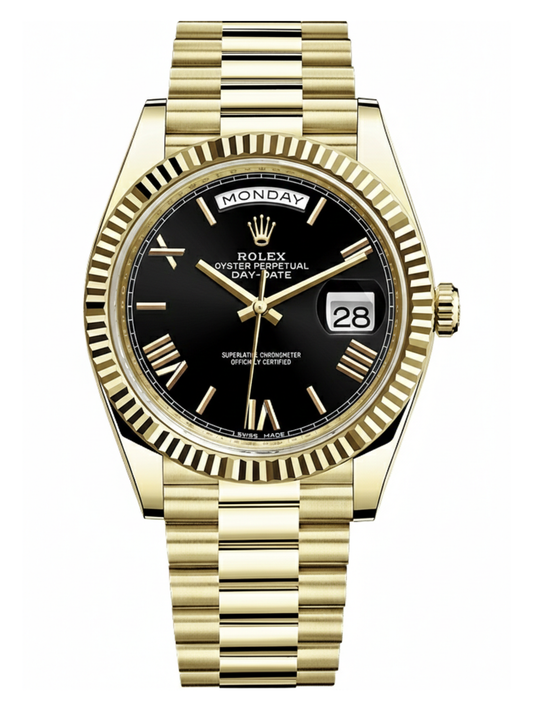 DAYDATE PRESIDENTE DORADO CARA NEGRA ROMAN - AA