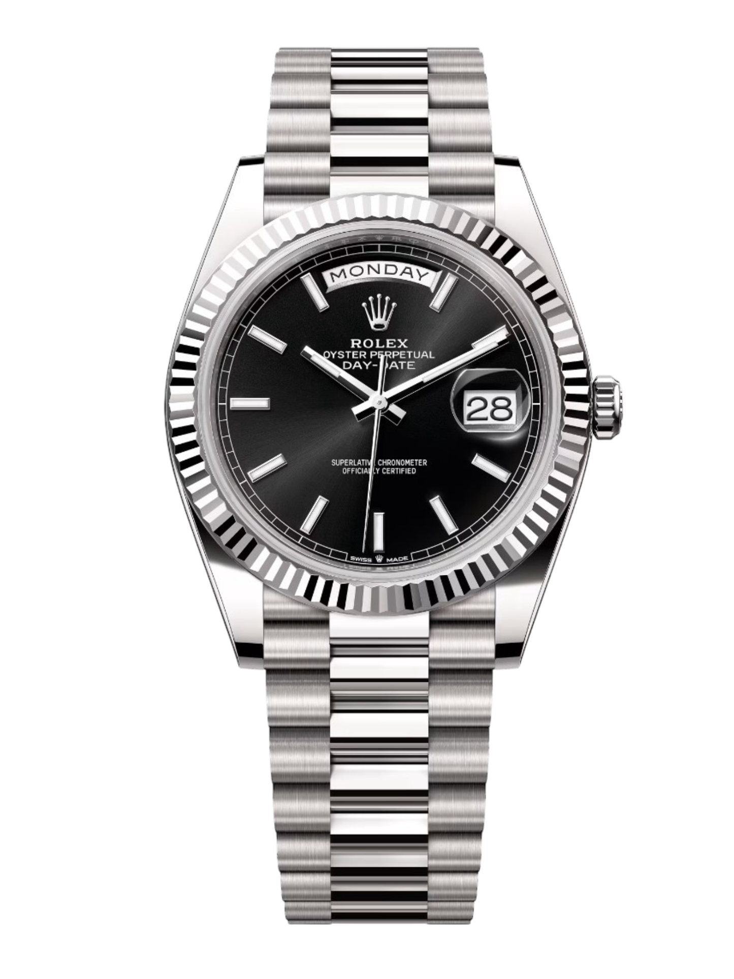 DAYDATE PRESIDENTE PLATEADO CARA NEGRA - AA
