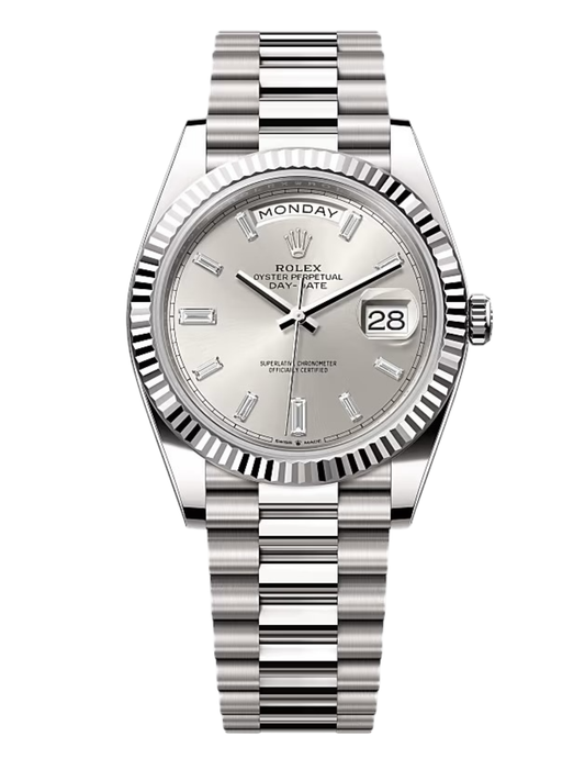 DAYDATE PRESIDENTE PLATEADO CARA PLATEADA DIAMOND - AA