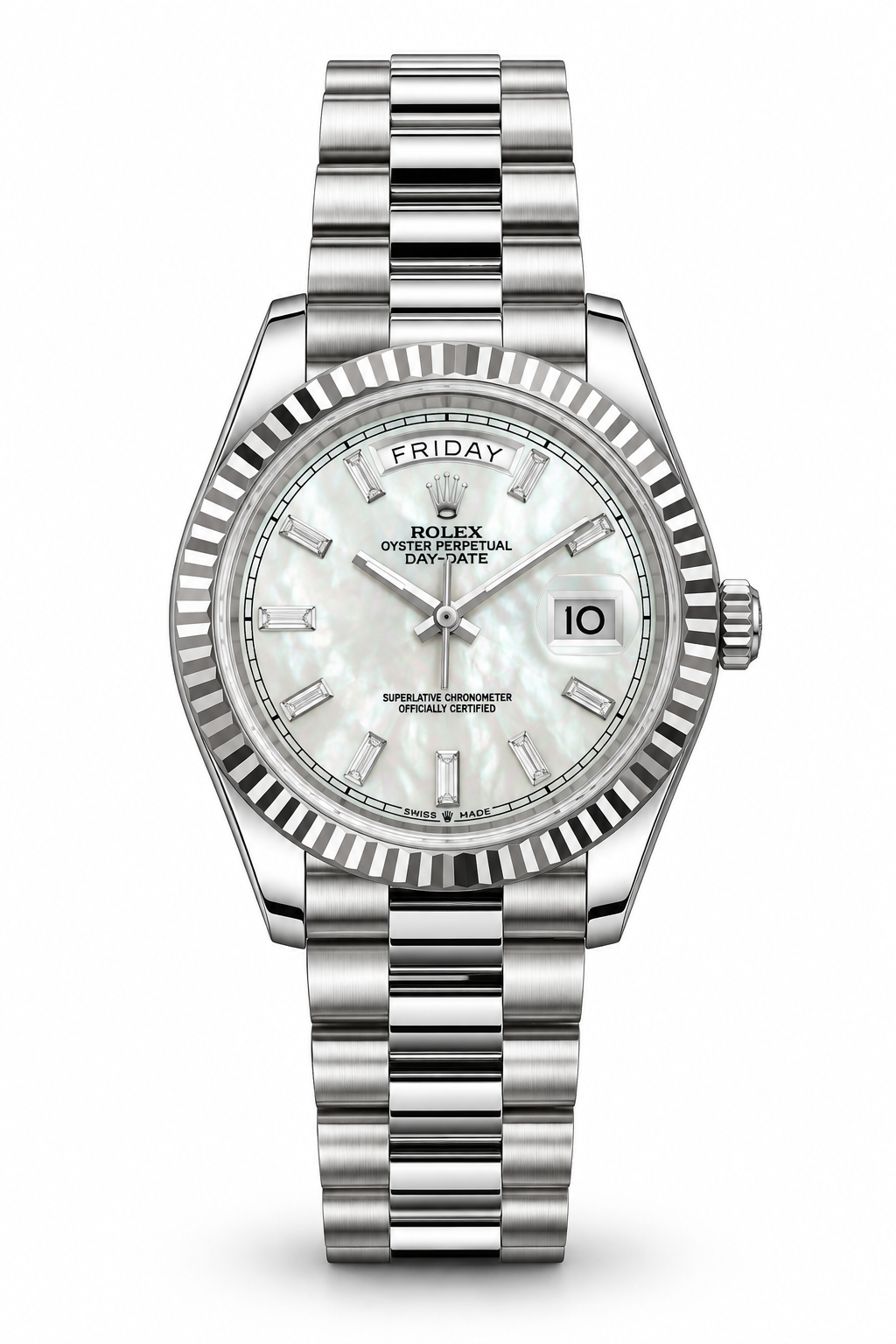 DAYDATE PRESIDENTE PLATEADO CARA PLATEADA DIAMOND - AAA