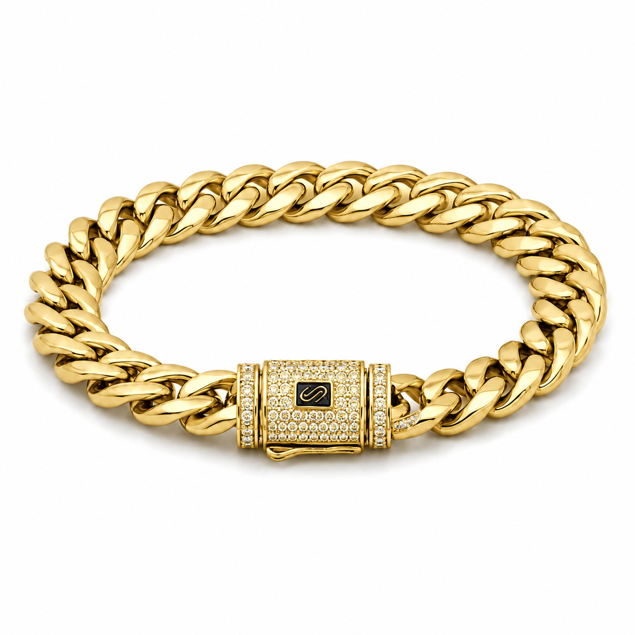 PULSA CUBANA PREMIUM 8 MM × 19 CM | ACERO INOXIDABLE CON BAÑO DE ORO 14K ✨