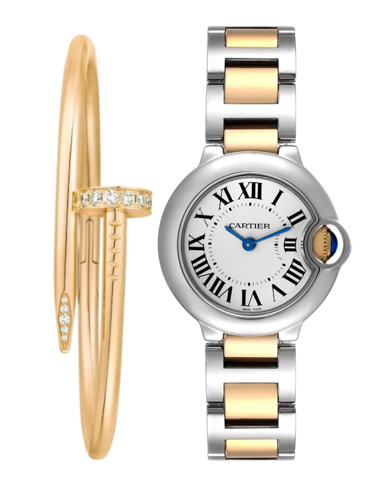 BALLON BLEU AA - DOBLE TONO FONDO BLANCO DIAMOND DIAL 26MM + PULSA JUSTE UN CLOU GRATIS