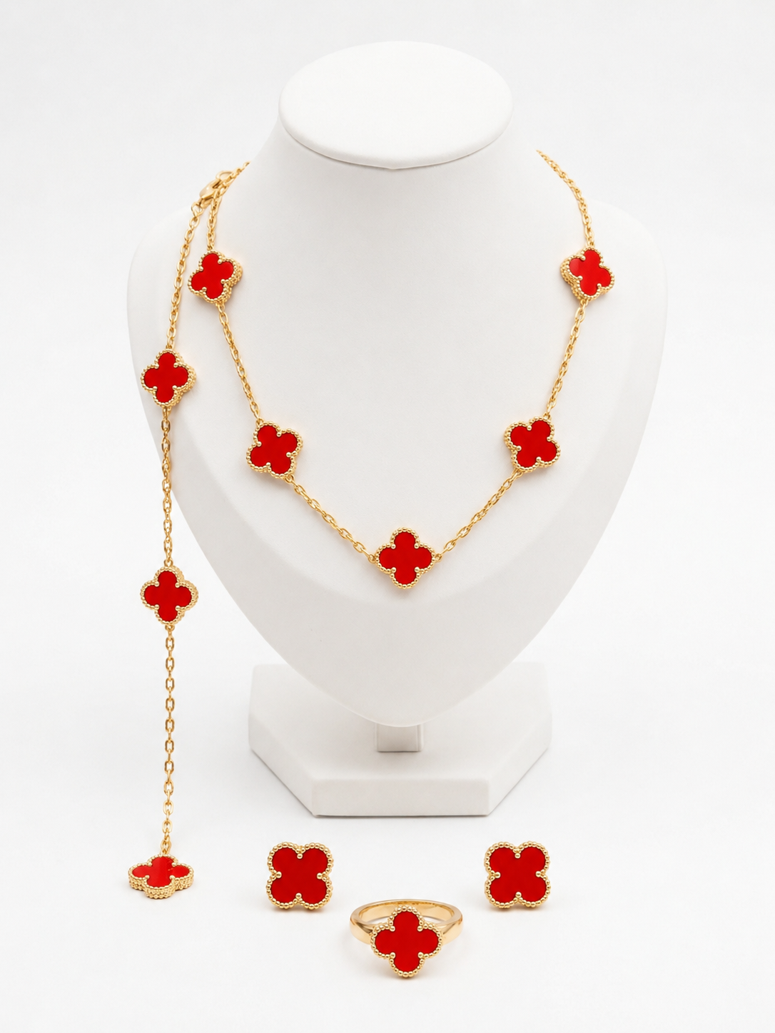 COMBO ALHAMBRA COLLAR - PULSERA - ARETES Y ANILLO RED - VᗅN-CLᎬᎬF