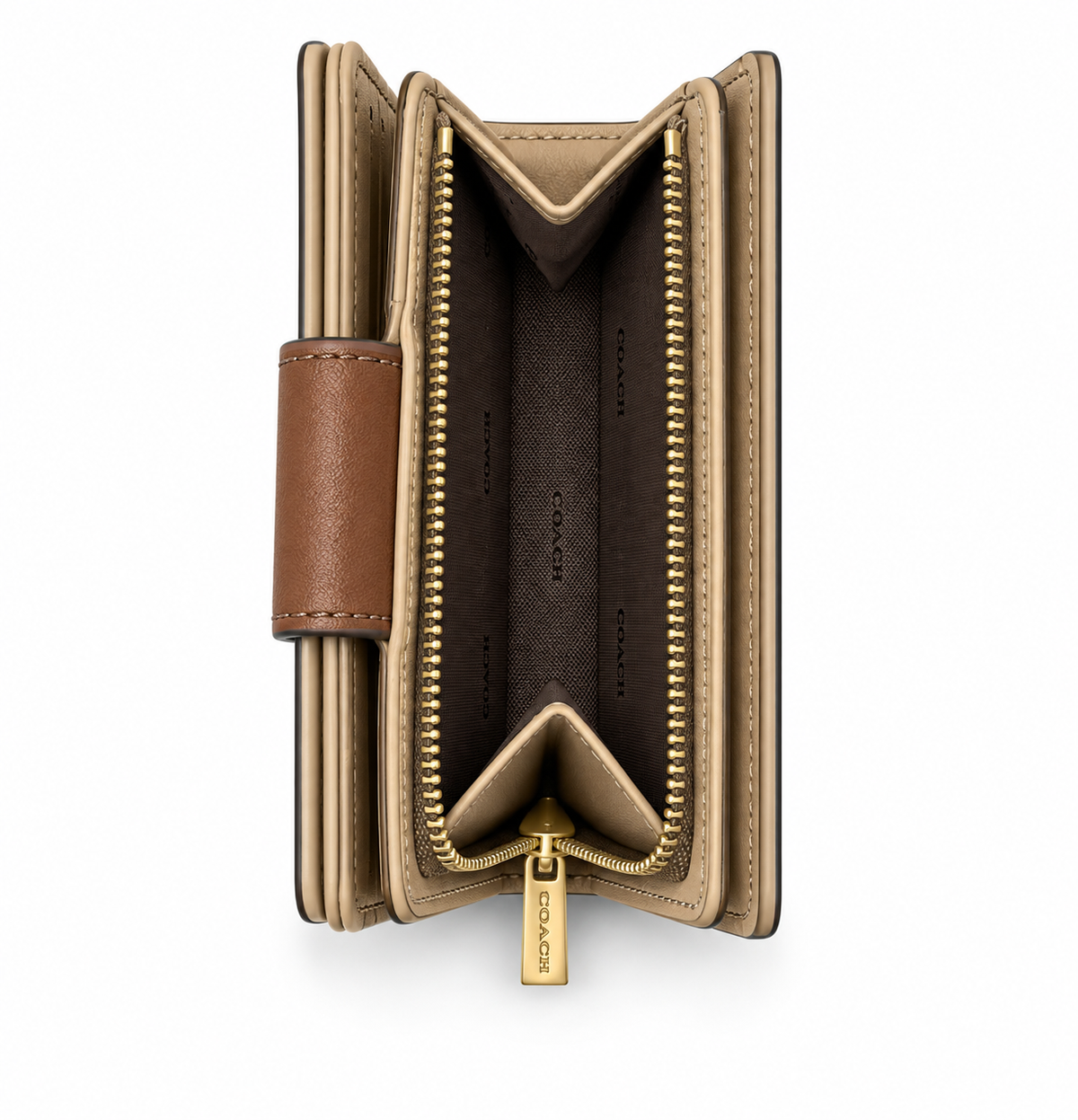 MEDIUM CORNER ZIP WALLET IN SIGNATURE CANVAS - BEIGE