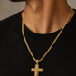 CADENA ICE CHAIN + CRUCIFIJO GOLD - 55 CM