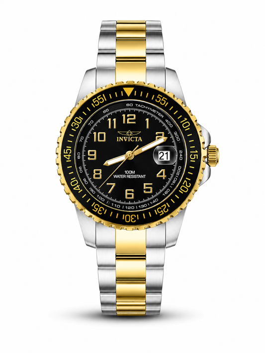 RELOJ INVICTA PARA HOMBRE - BISEL NEGRO DOBLE TONO