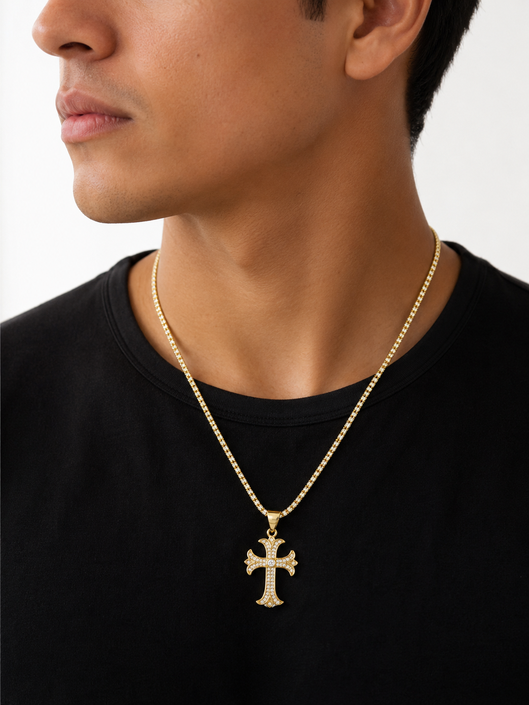 CADENA ICE CHAIN + CRUCIFIJO ✝️ - 50 O 60 CM