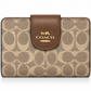 MEDIUM CORNER ZIP WALLET IN SIGNATURE CANVAS - BEIGE