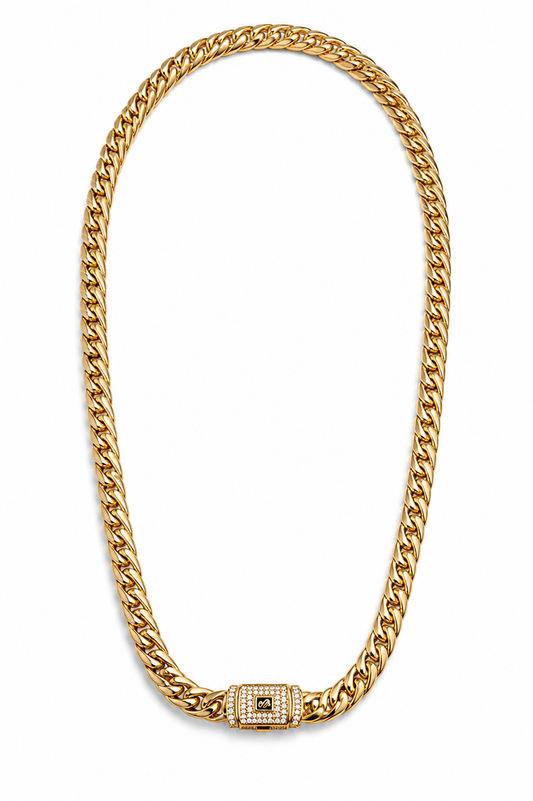 CUBANA MONACO PREMIUM 7 MM × 50 CM | ACERO INOXIDABLE CON BAÑO DE ORO 14K ✨