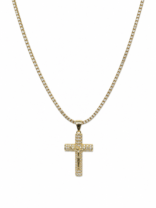 CADENA ICE CHAIN + CRUCIFIJO GRANDE - 50 O 60 CM