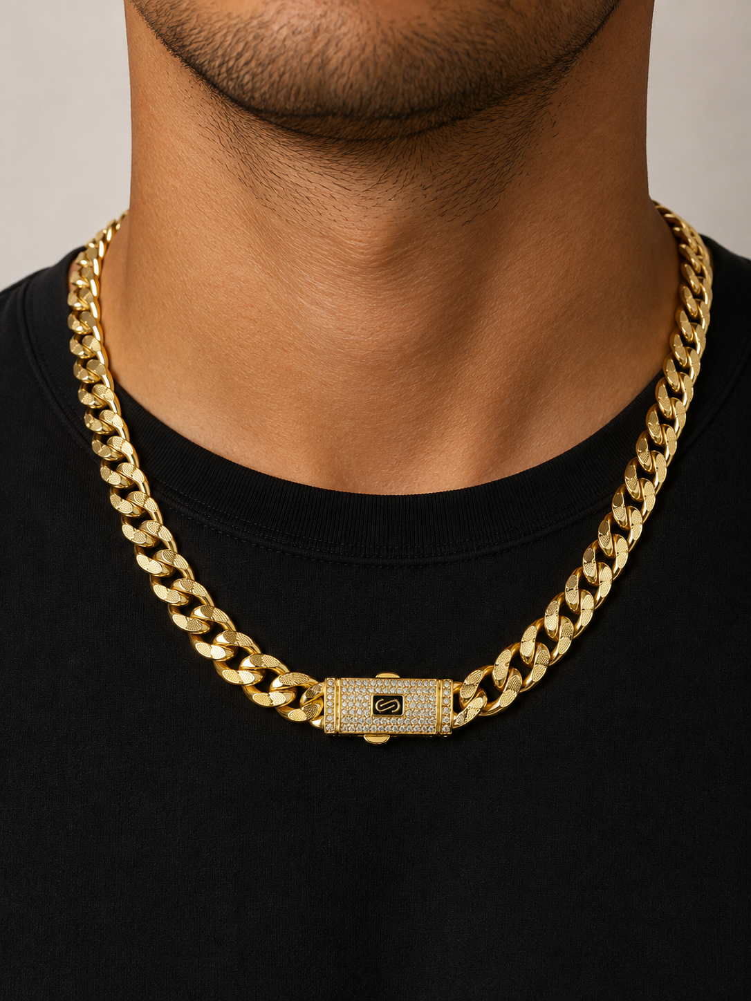 CADENA CUBANA PREMIUM 8 MM × 50 CM | ACERO INOXIDABLE CON BAÑO DE ORO 14K ✨