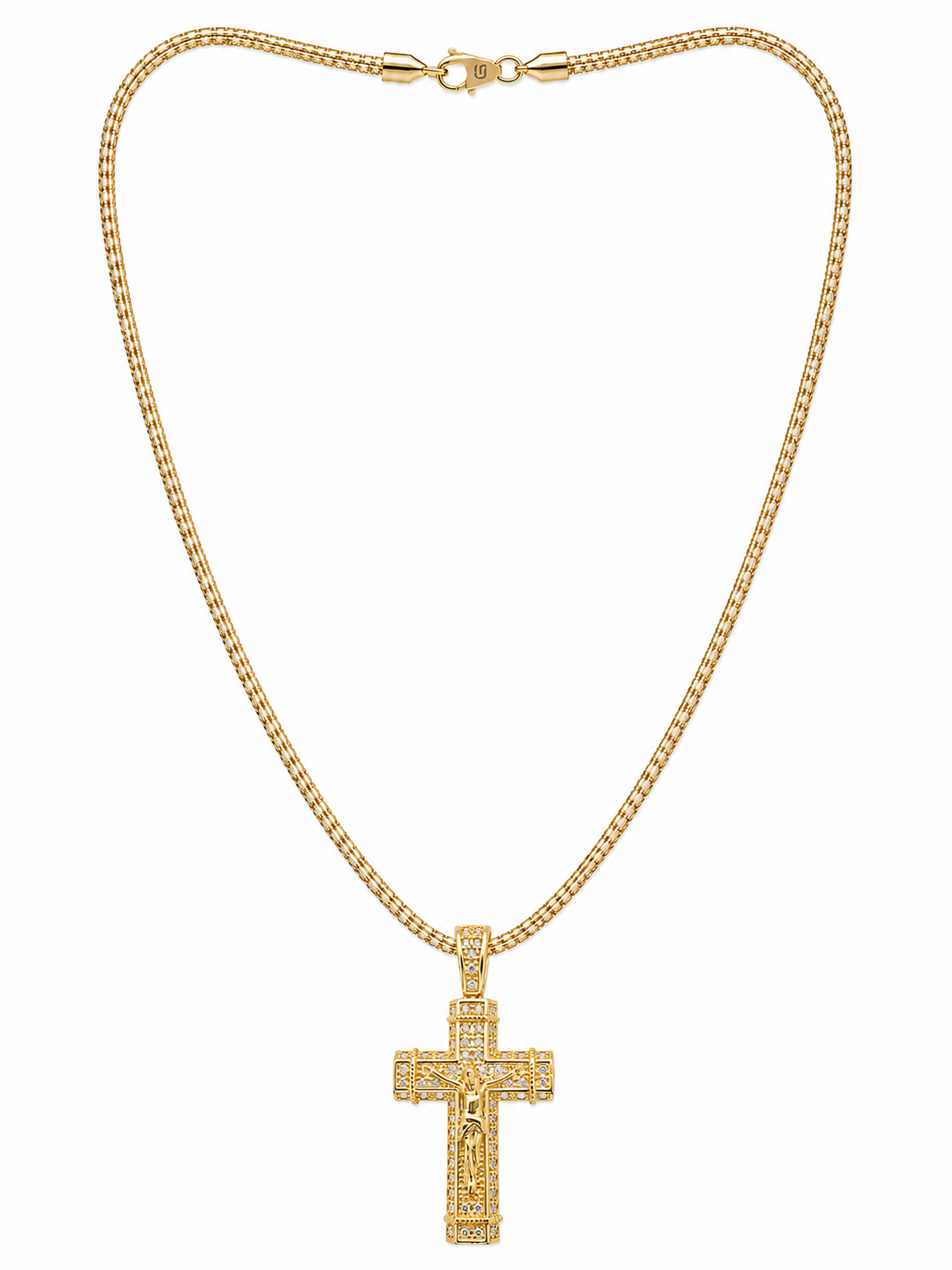 CADENA ICE CHAIN + CRUCIFIJO GOLD - 55 CM