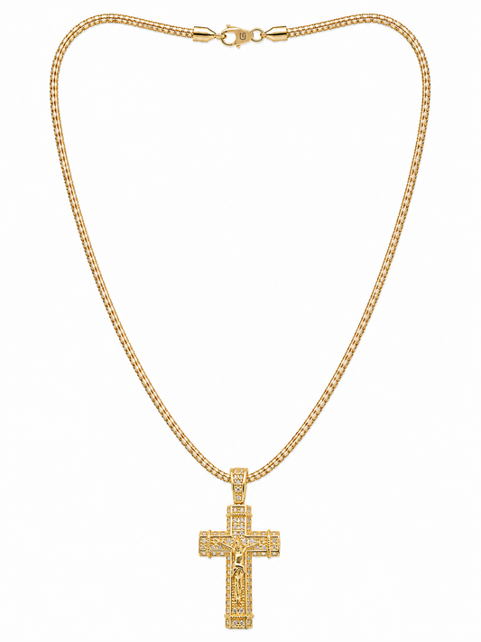 CADENA ICE CHAIN + CRUCIFIJO GOLD - 55 CM