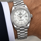 DAYDATE PRESIDENTE PLATEADO CARA PLATEADA DIAMOND - AAA