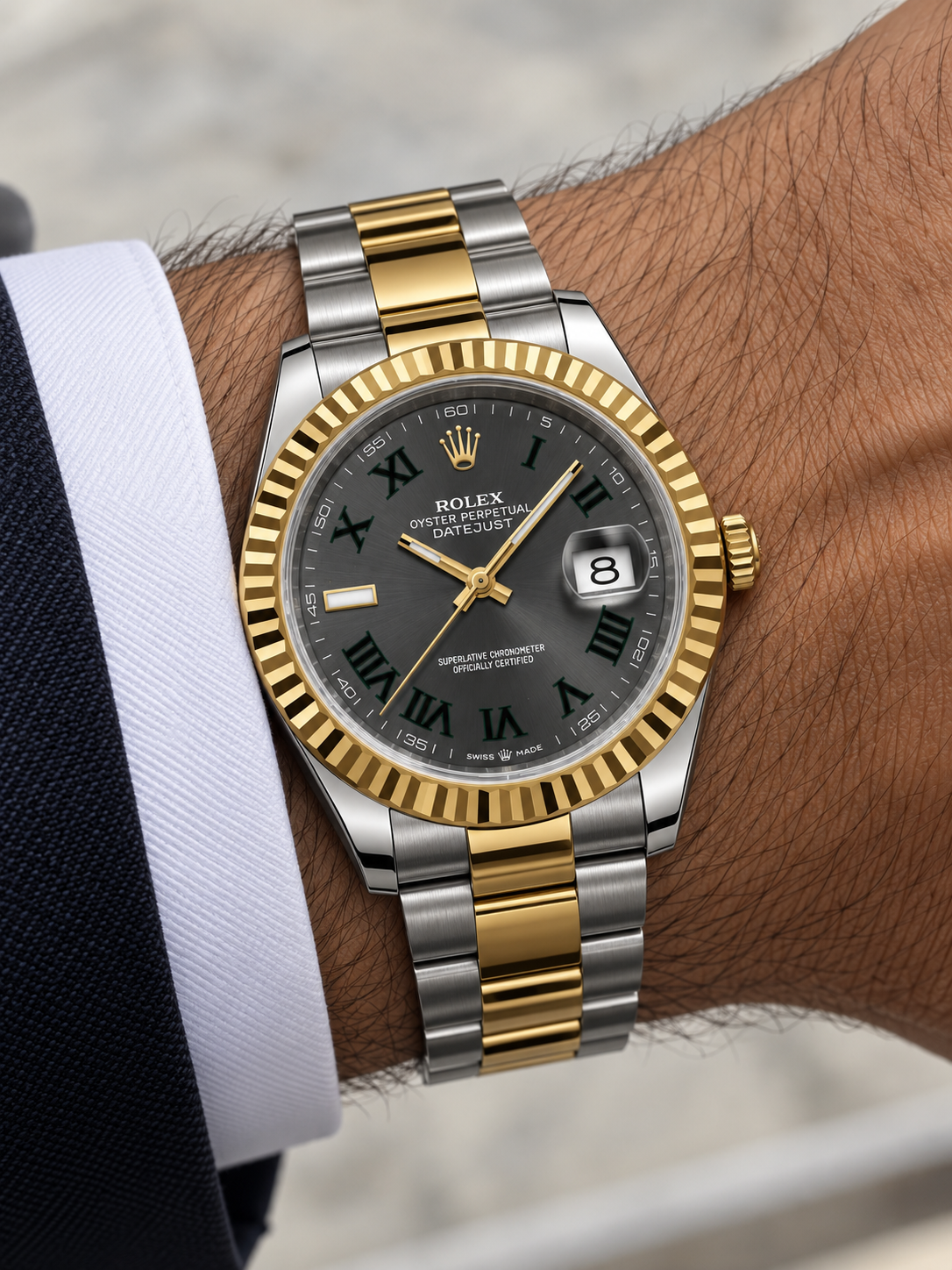 DATEJUST DOBLE TONO FONDO GRIS ROMAN DIAL AAA
