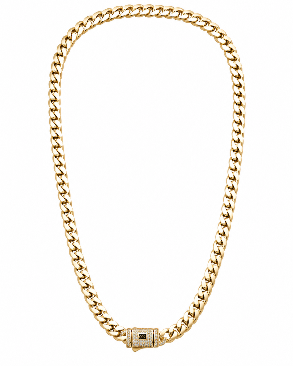 CADENA CUBANA PREMIUM 8 MM × 55 CM | ACERO INOXIDABLE CON BAÑO DE ORO 14K ✨**