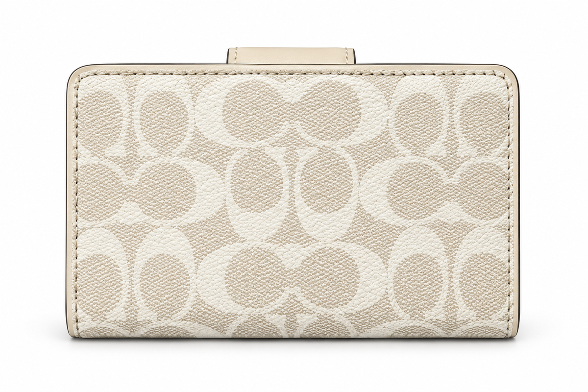 MEDIUM CORNER ZIP WALLET IN SIGNATURE CANVAS - WHITE
