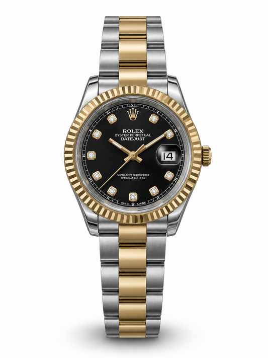 DATEJUST DOBLE TONO FONDO NEGRO DIAMOND DIAL AAA