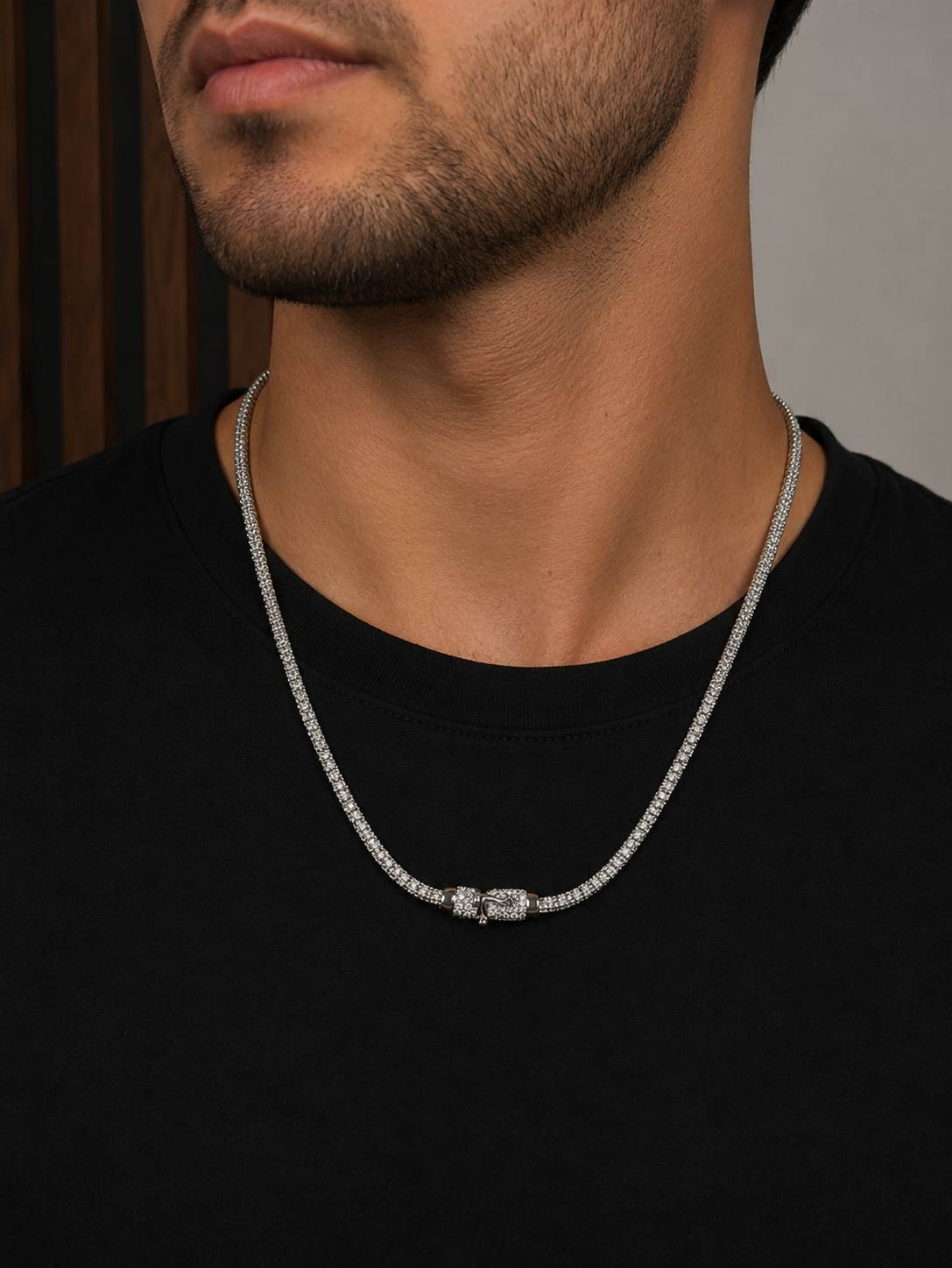 CADENA ICE CHAIN WHITE GOLD - 55 CM