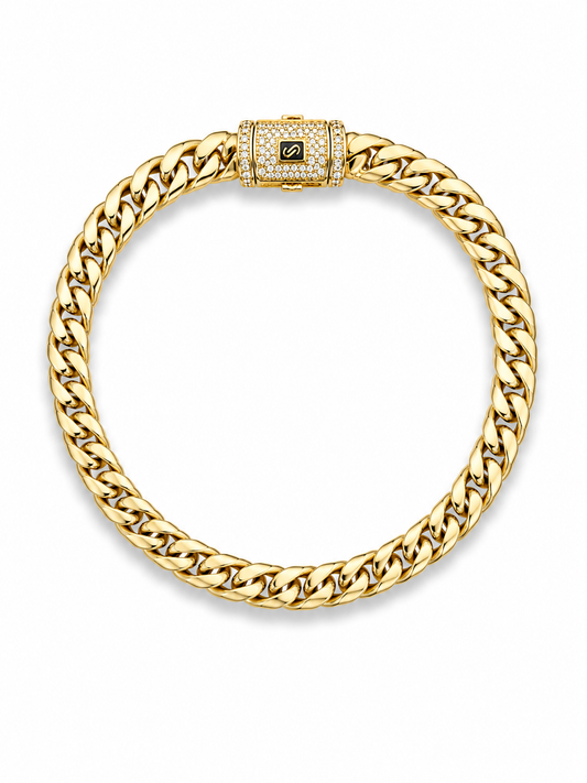 PULSA CUBANA PREMIUM 7 MM × 19 CM | ACERO INOXIDABLE CON BAÑO DE ORO 14K ✨