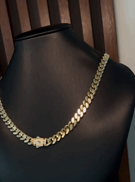 CADENA CUBANA PREMIUM 8 MM × 55 CM | ACERO INOXIDABLE CON BAÑO DE ORO 14K ✨**