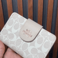 MEDIUM CORNER ZIP WALLET IN SIGNATURE CANVAS - WHITE