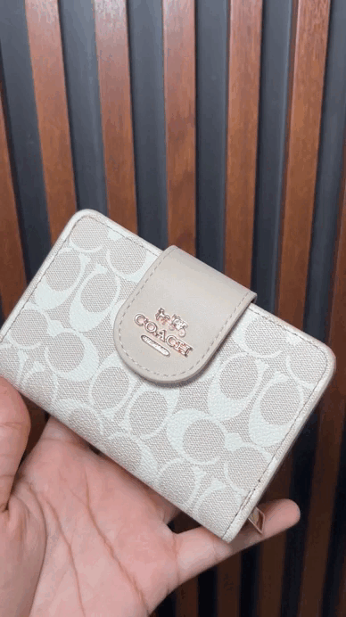 MEDIUM CORNER ZIP WALLET IN SIGNATURE CANVAS - WHITE