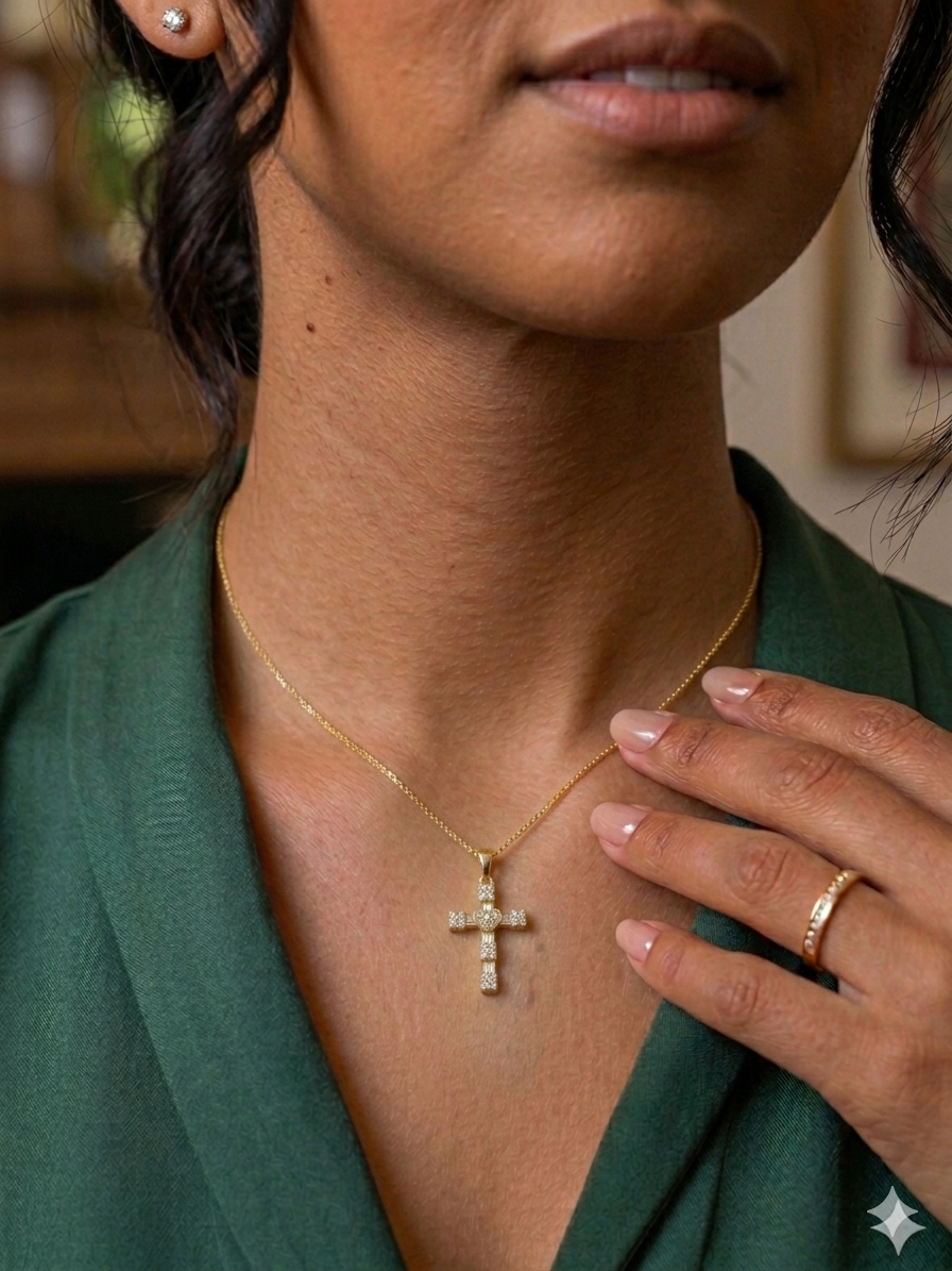 CADENA CRUCIFIJO ✝️ - ACERO INOXIDABLE CON BAÑO DE ORO 18K