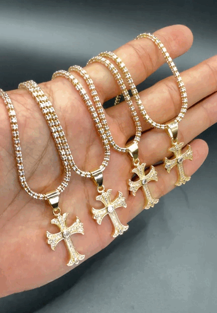 CADENA ICE CHAIN + CRUCIFIJO ✝️ - 50 O 60 CM
