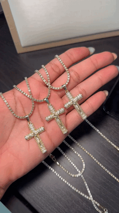 CADENA ICE CHAIN + CRUCIFIJO GRANDE - 50 O 60 CM