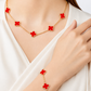 COMBO ALHAMBRA COLLAR - PULSERA - ARETES Y ANILLO RED - VᗅN-CLᎬᎬF