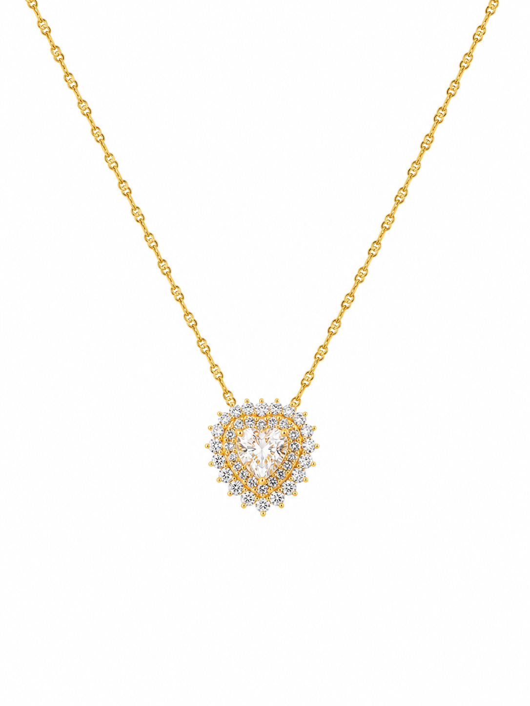 CADENA CORAZON BRILLANTE 🤍 - ACERO INOXIDABLE CON BAÑO DE ORO 18K