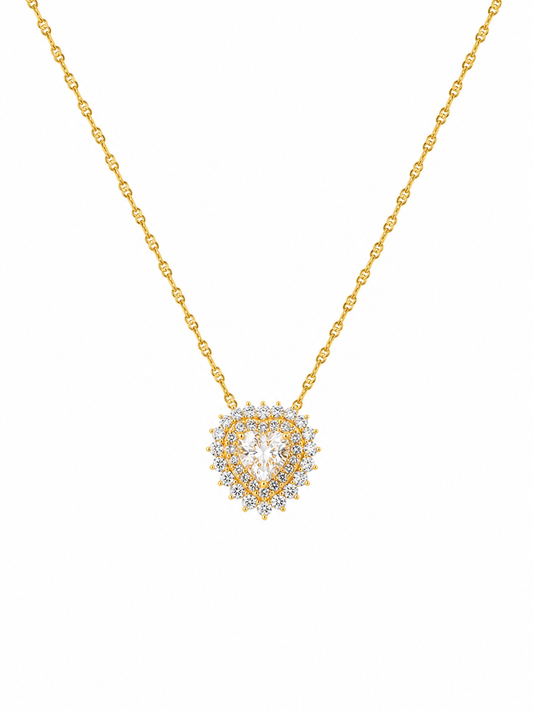 CADENA CORAZON BRILLANTE 🤍 - ACERO INOXIDABLE CON BAÑO DE ORO 18K