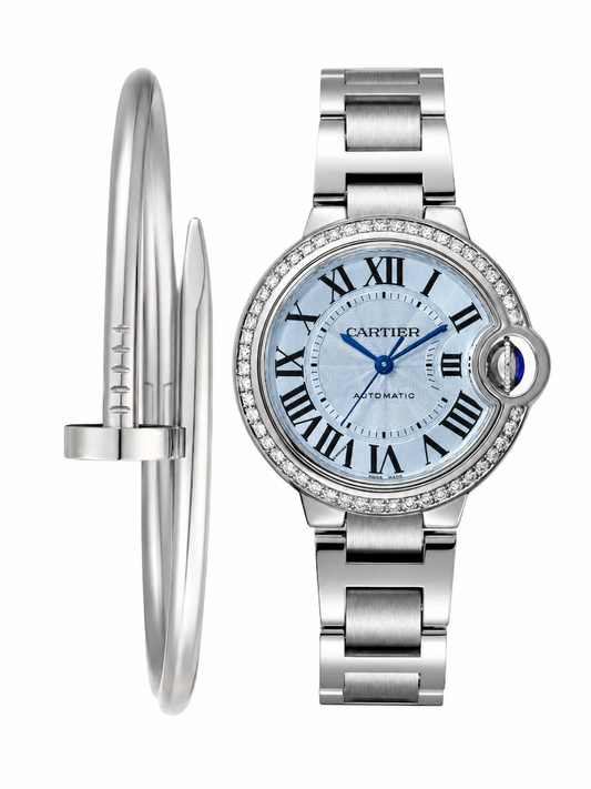 BALLON BLEU AA - SILVER AND BLUE DIAMOND 28MM + PULSA JUSTE UN CLOU GRATIS
